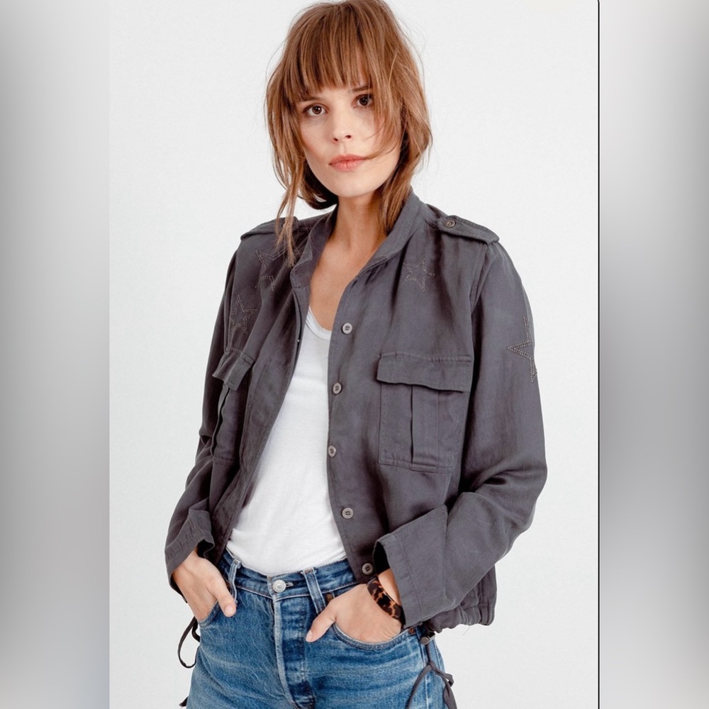 Rails Rowen Long Sleeve Jacket With Star
Embroidery- Dark Grey XXS